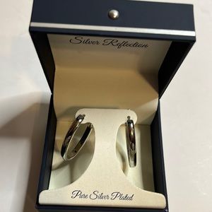 Sliver hoop earrings.